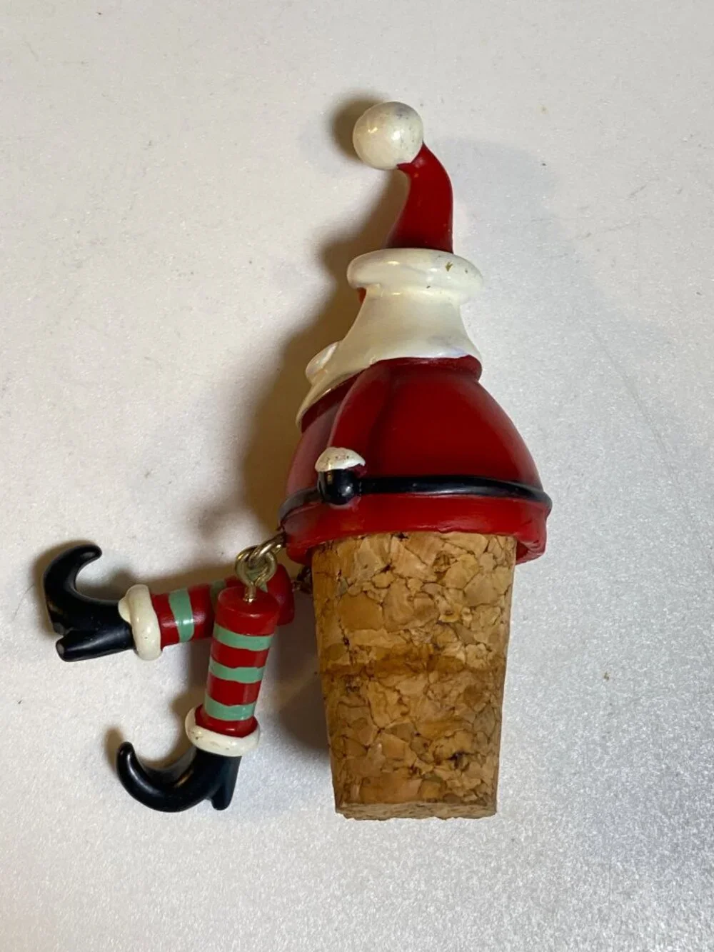 Santa Wine Bottle Stopper Christmas Cork Decorative Vintage Barware
